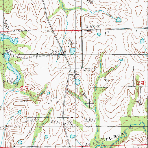 Topographic Map of Oak Grove School (historical), MO