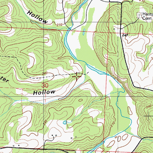 Topographic Map of Oak Hunter Hollow, MO