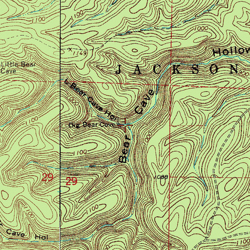 Topographic Map of Little Bear Cave Hollow, AR
