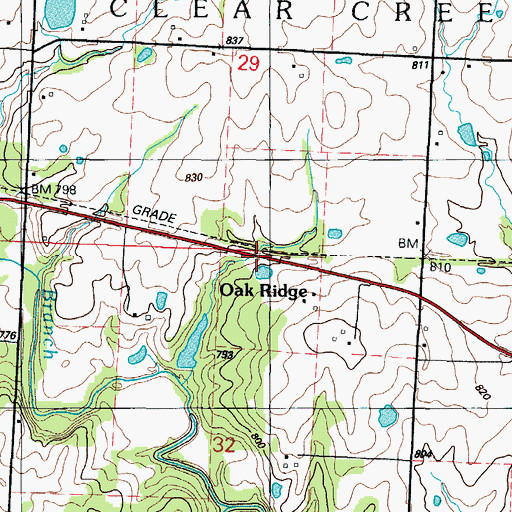 Topographic Map of Oak Ridge, MO