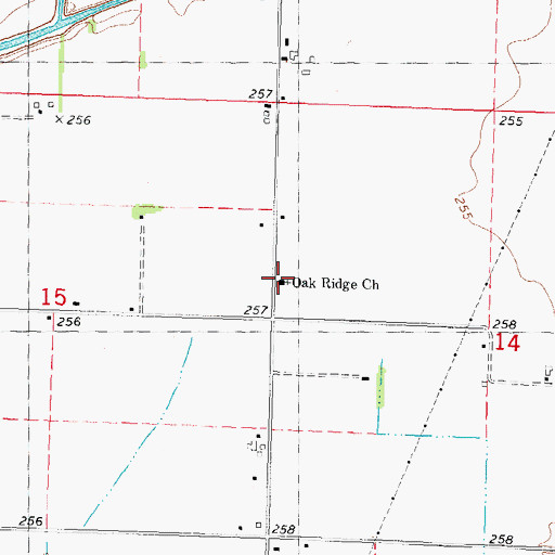 Topographic Map of Oak Ridge Church, MO
