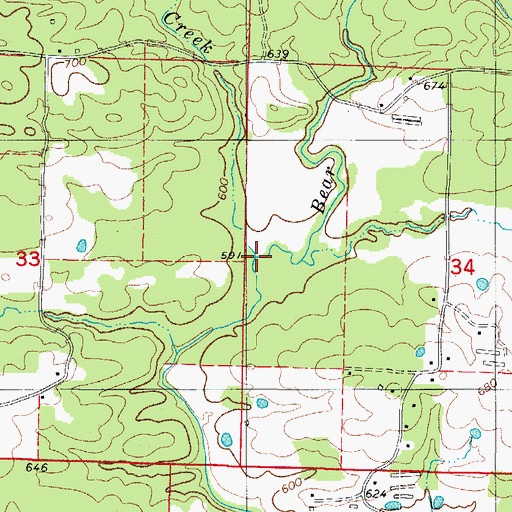 Topographic Map of Little Bear Creek, AR