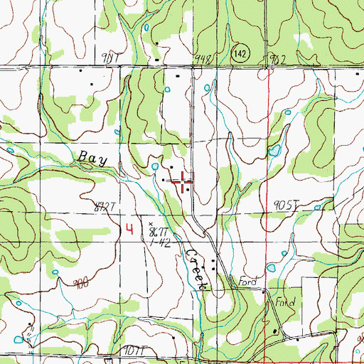 Topographic Map of Oak Ridge School, MO