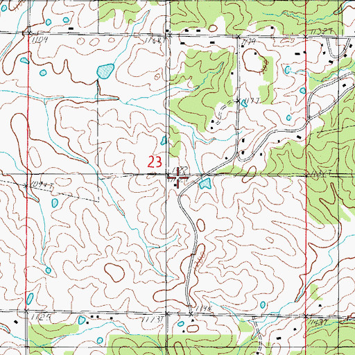 Topographic Map of Oak Ridge School, MO