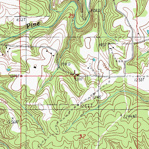 Topographic Map of Oak Ridge School (historical), MO