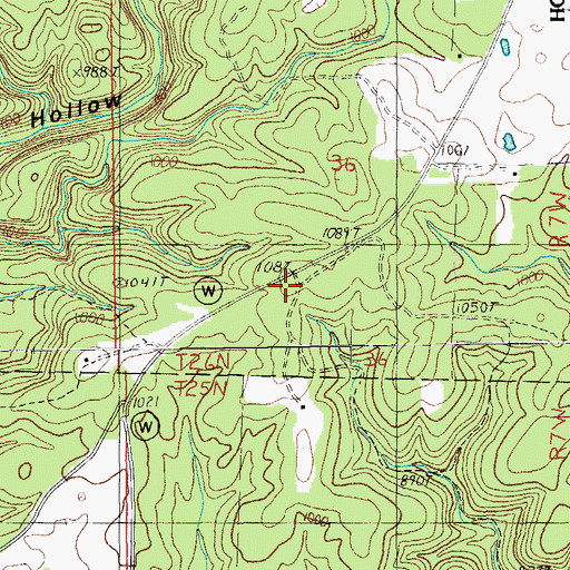 Topographic Map of Oak Ridge School (historical), MO
