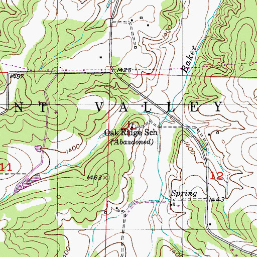 Topographic Map of Oak Ridge School, MO