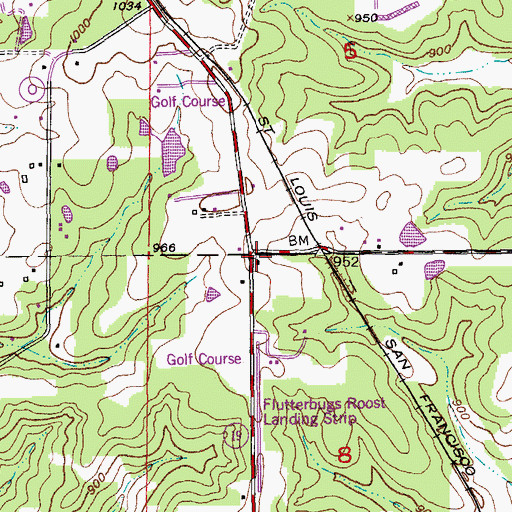 Topographic Map of Oak Shade School, MO