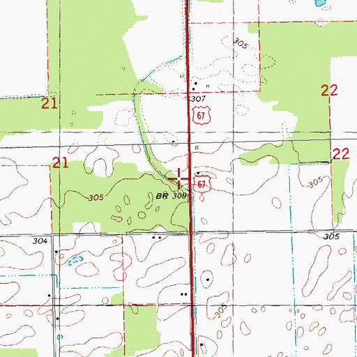 Topographic Map of Oakdale School (historical), MO
