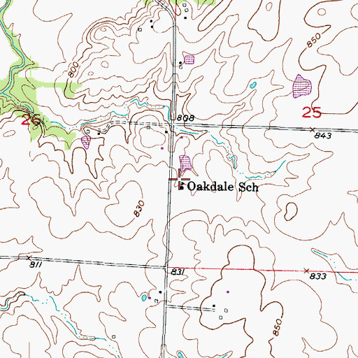 Topographic Map of Oakdale School (historical), MO