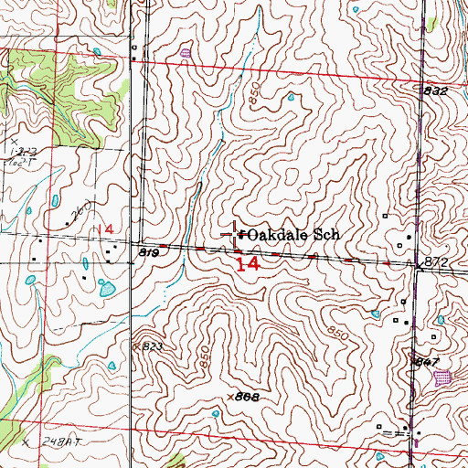 Topographic Map of Oakdale School, MO