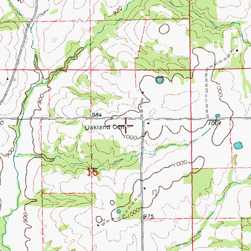 Topographic Map of Oakland Cemetery, MO