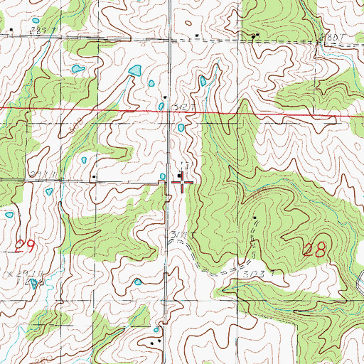 Topographic Map of Oakland Church, MO