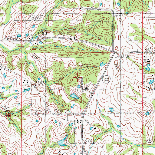 Topographic Map of Oakland School, MO