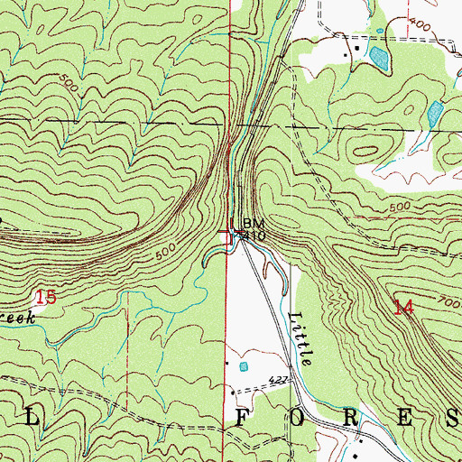 Topographic Map of Little Bigger Creek, AR