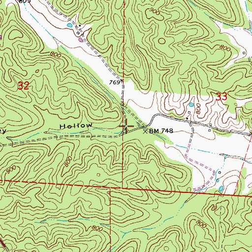 Topographic Map of Oakley Hollow, MO