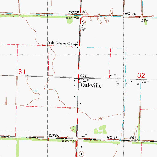 Topographic Map of Oakville, MO