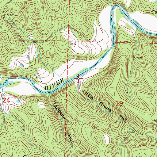 Topographic Map of Little Blade Hollow, AR