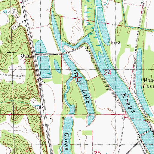 Topographic Map of Oasis Lake, MO
