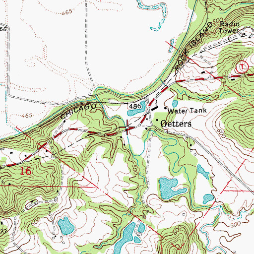 Topographic Map of Oetters, MO