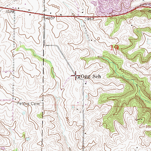 Topographic Map of Ogg School, MO