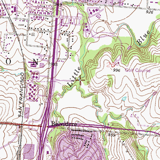 Topographic Map of Oil Creek, MO