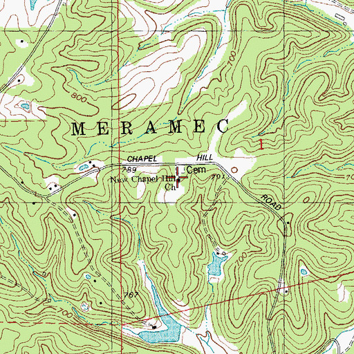 Topographic Map of Oklahoma School, MO