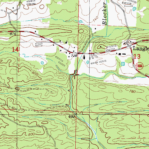 Topographic Map of Little Blocker Creek, AR