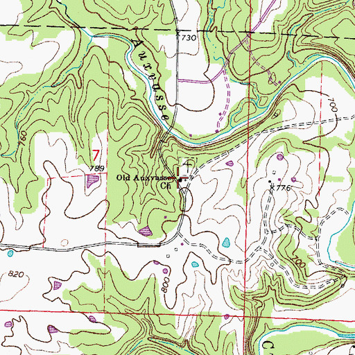 Topographic Map of Old Auxvasse Church, MO