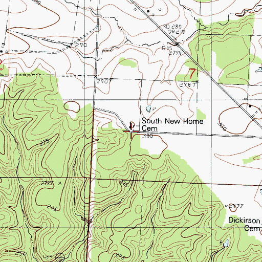 Topographic Map of Old Baptist Church, MO