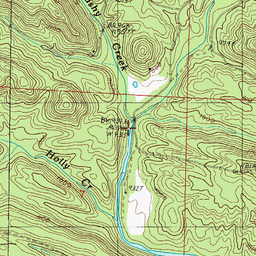 Topographic Map of Little Brushy Creek, AR