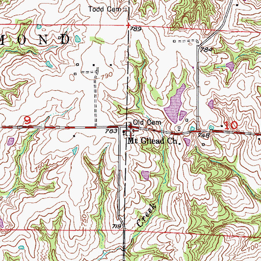 Topographic Map of Old Cemetery, MO