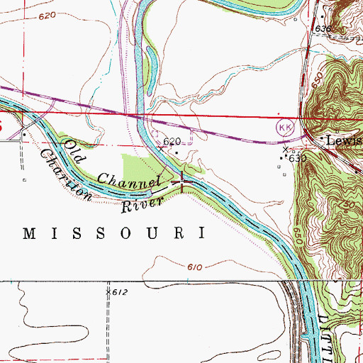 Topographic Map of Old Channel Chariton River, MO