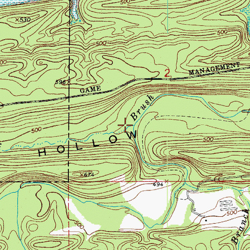 Topographic Map of Little Brushy Creek, AR