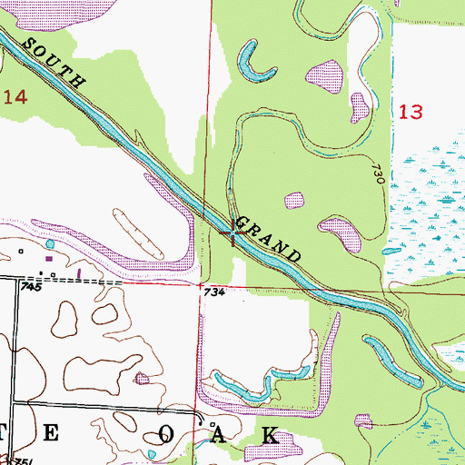 Topographic Map of Old Channel South Grand River, MO