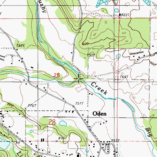 Topographic Map of Little Brushy Creek, AR
