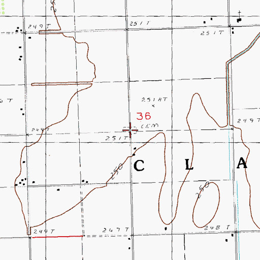Topographic Map of Old Coldwater Cemetery, MO