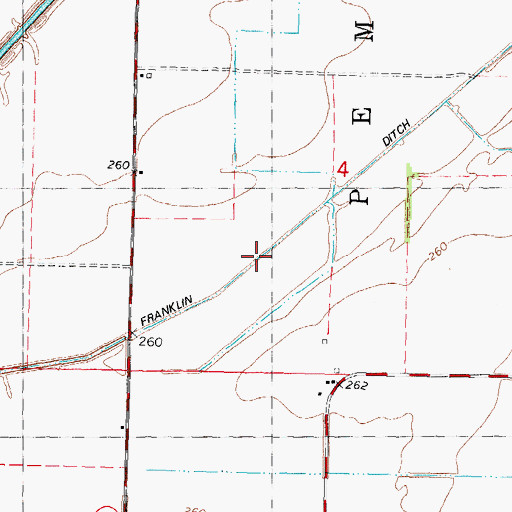 Topographic Map of Old Franklin Ditch, MO