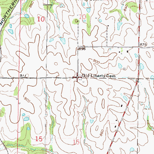 Topographic Map of Old Liberty Cemetery, MO
