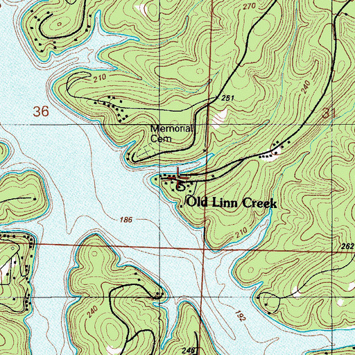 Topographic Map of Old Linn Creek, MO