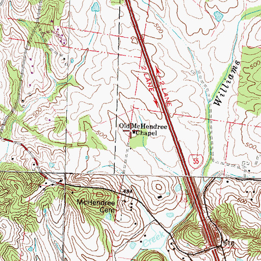 Topographic Map of Old McKendree Chapel, MO