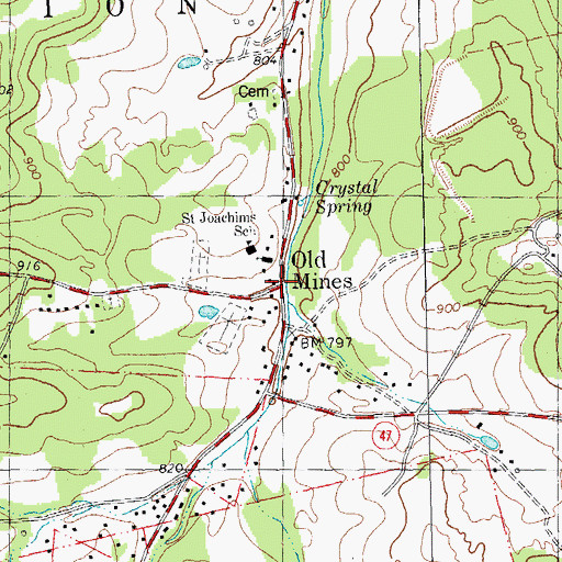 Topographic Map of Old Mines, MO