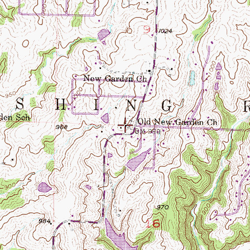 Topographic Map of Old New Garden Church, MO