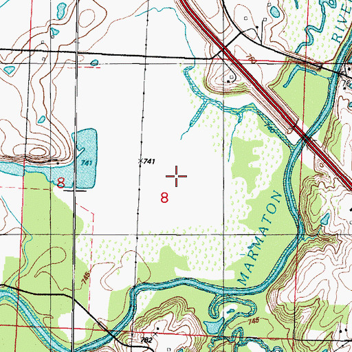 Topographic Map of Old Pence Lake, MO