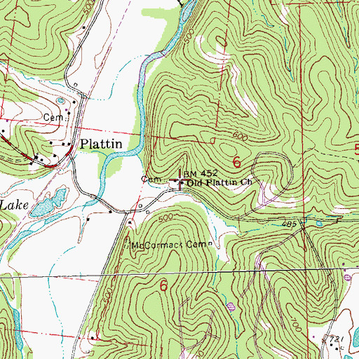 Topographic Map of Old Plattin Church, MO