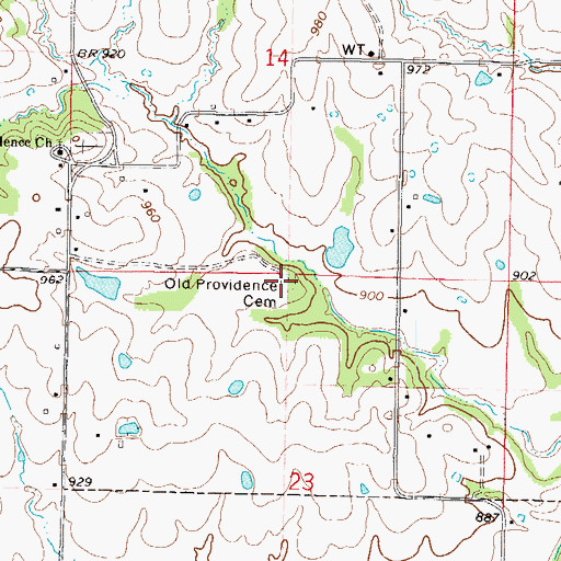 Topographic Map of Old Providence Cemetery, MO