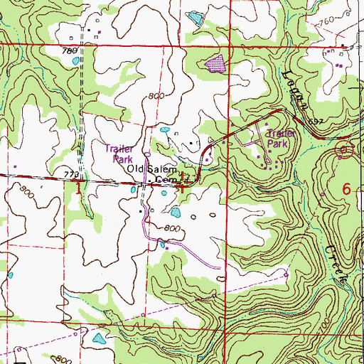 Topographic Map of Old Salem Cemetery, MO