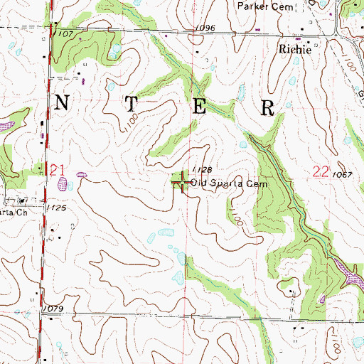 Topographic Map of Old Sparta Cemetery, MO