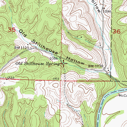 Topographic Map of Old Stillhouse Spring, MO