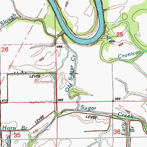 Topographic Map of Old Sugar Creek, MO